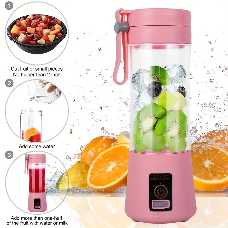 Portable Blender,Personal Blender with USB Rechargeable Mini Fruit Juice Mixer for Smoothies Shakes 380ML,Purple