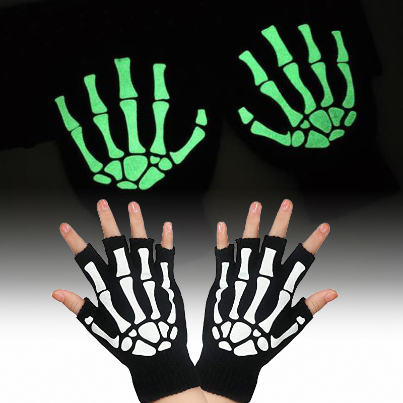 1 Par Guantes Punk Unisex Halloween Esqueleto Cráneo Medio - Temu Chile