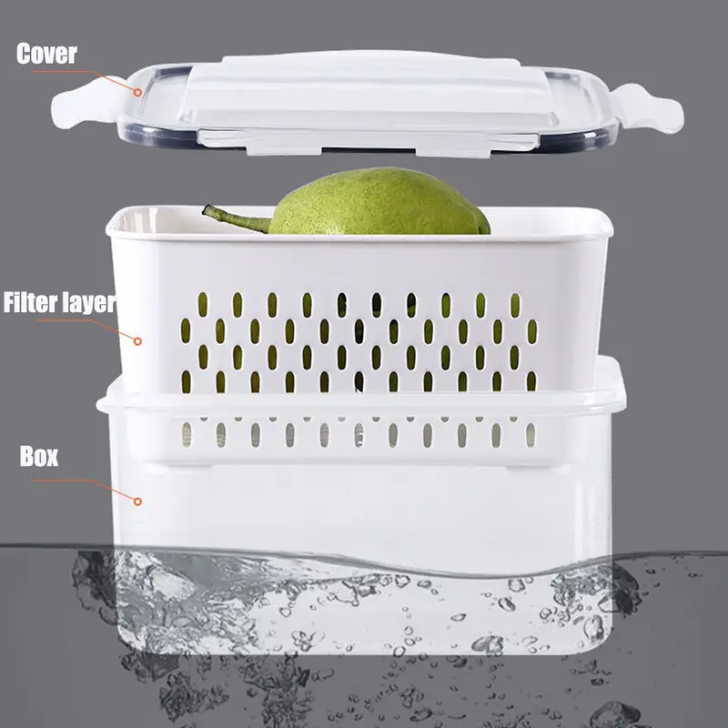 Airtight Fruit Veggie Storage Containers Removable Colanders
