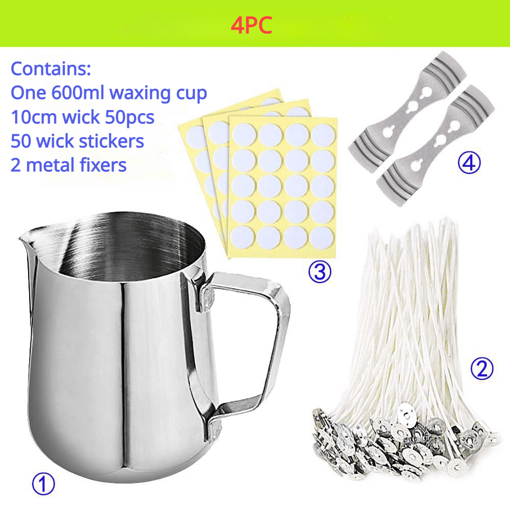 Candle Making Kit Supplies,DIY Craft Tools Including Candle Make Pouring  Pot, Sticker, 3-Hole Wicks Holder, Natural Soy Wax and Spoon