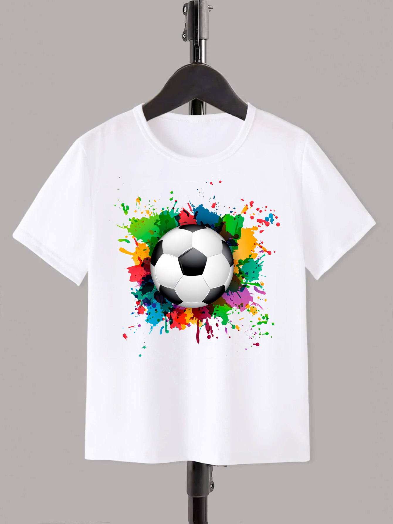 Camiseta Estampado Vibrante Balón Fútbol Niños Camiseta - Temu Mexico