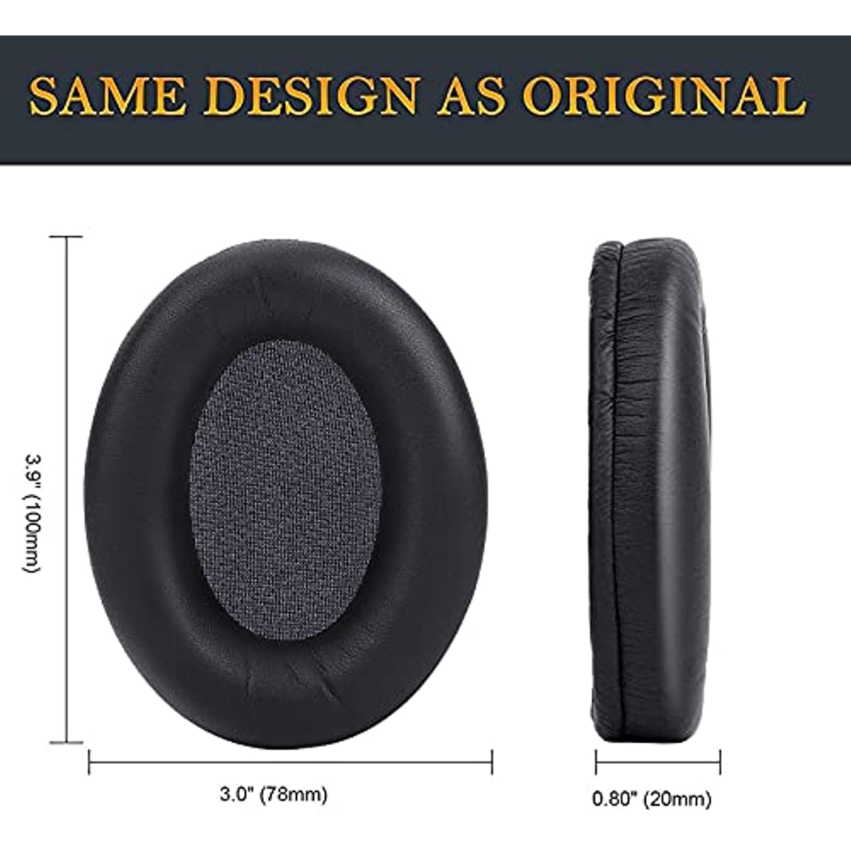 SOULWIT Almohadillas de repuesto para auriculares Sony WH-1000XM4  (WH1000XM4), almohadillas con espuma de aislamiento de ruido, grosor  añadido, sin