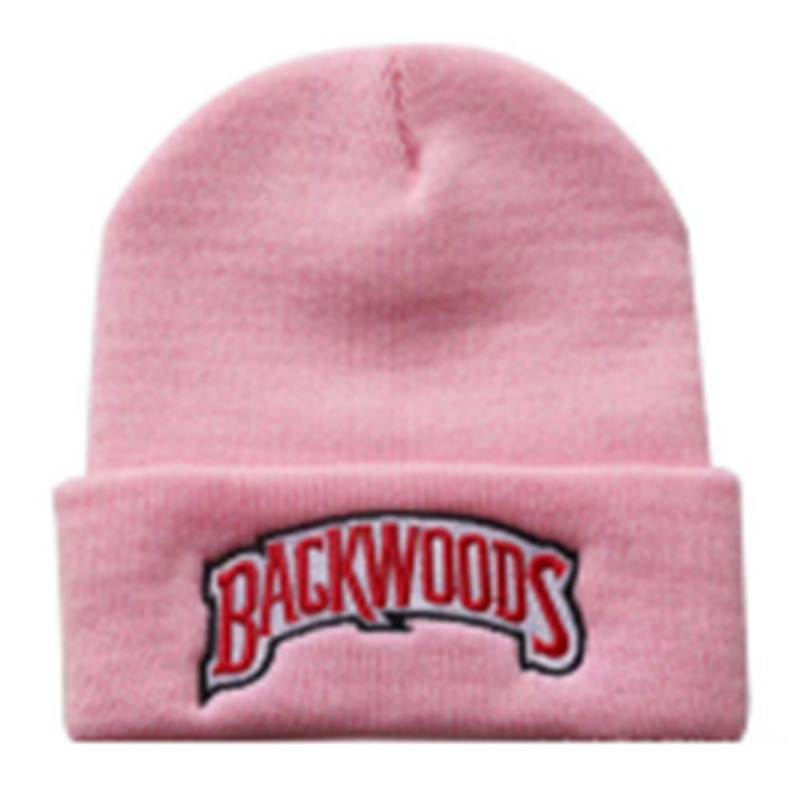 Letter Embroidery Beanie Solid Knit Hat Unisex Warm Skull Cap