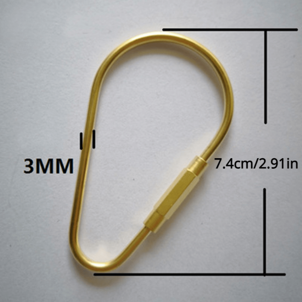 Brass Keychain with Lock D Key Chain for Men, Golden Color Camping Carabiner Survival Camping Equipment Buckles Hooks Key Ring Accessories,Temu