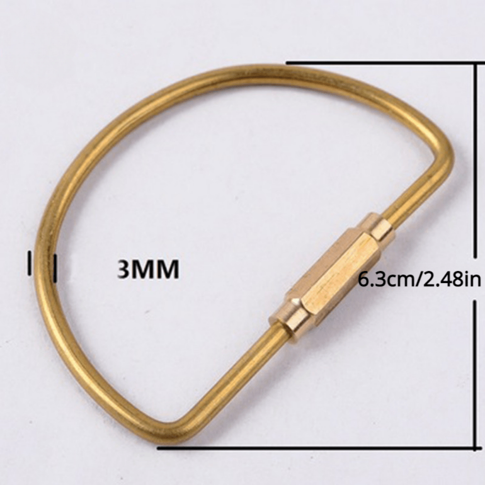 Brass Keychain with Lock D Key Chain for Men, Golden Color Camping Carabiner Survival Camping Equipment Buckles Hooks Key Ring Accessories,Temu