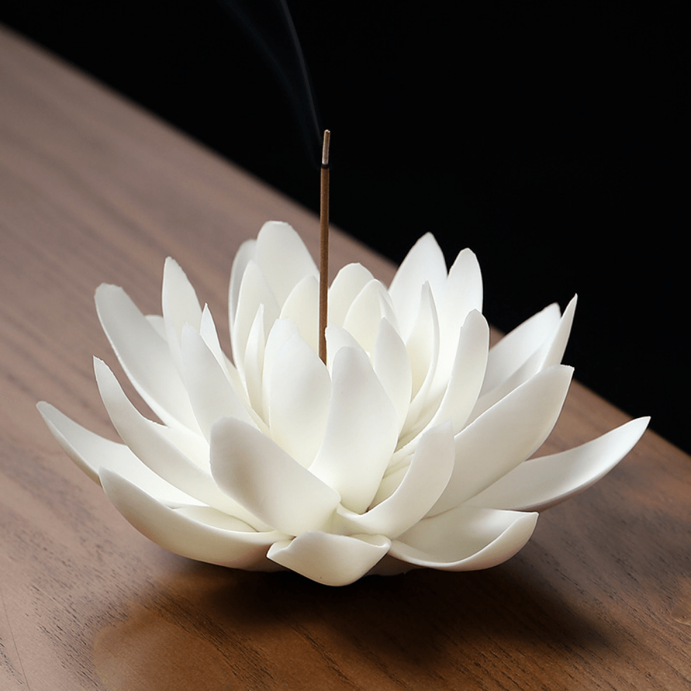 Ceramic Lotus Incense Burner Holder for Home Decor
