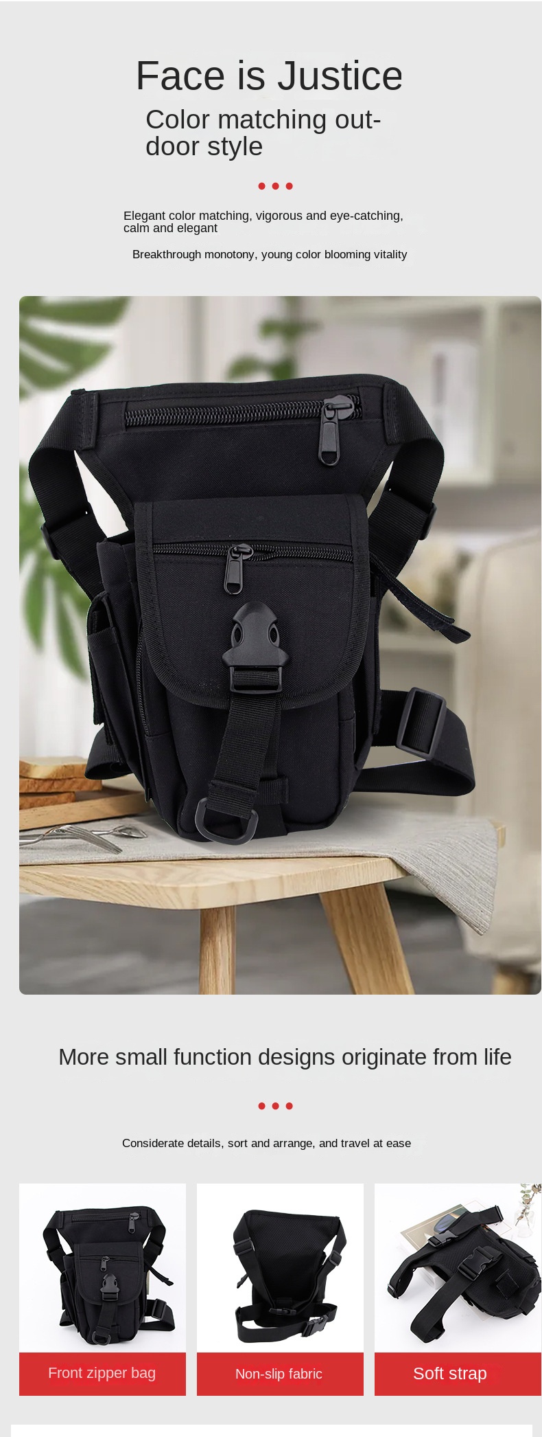 Outdoor Running Crossbody Waist Bag Fitness Training Hip Bag Multi