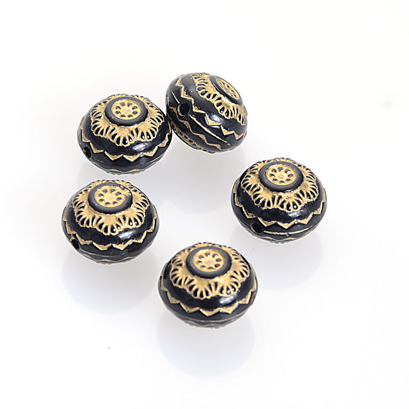 25 Stück 9,5x13 mm Rillenkorrugierte Einzigartige Design Vintage Bemalte Runde Acryl Spacer Lose Perlen für DIY…: retailer-supplied image
