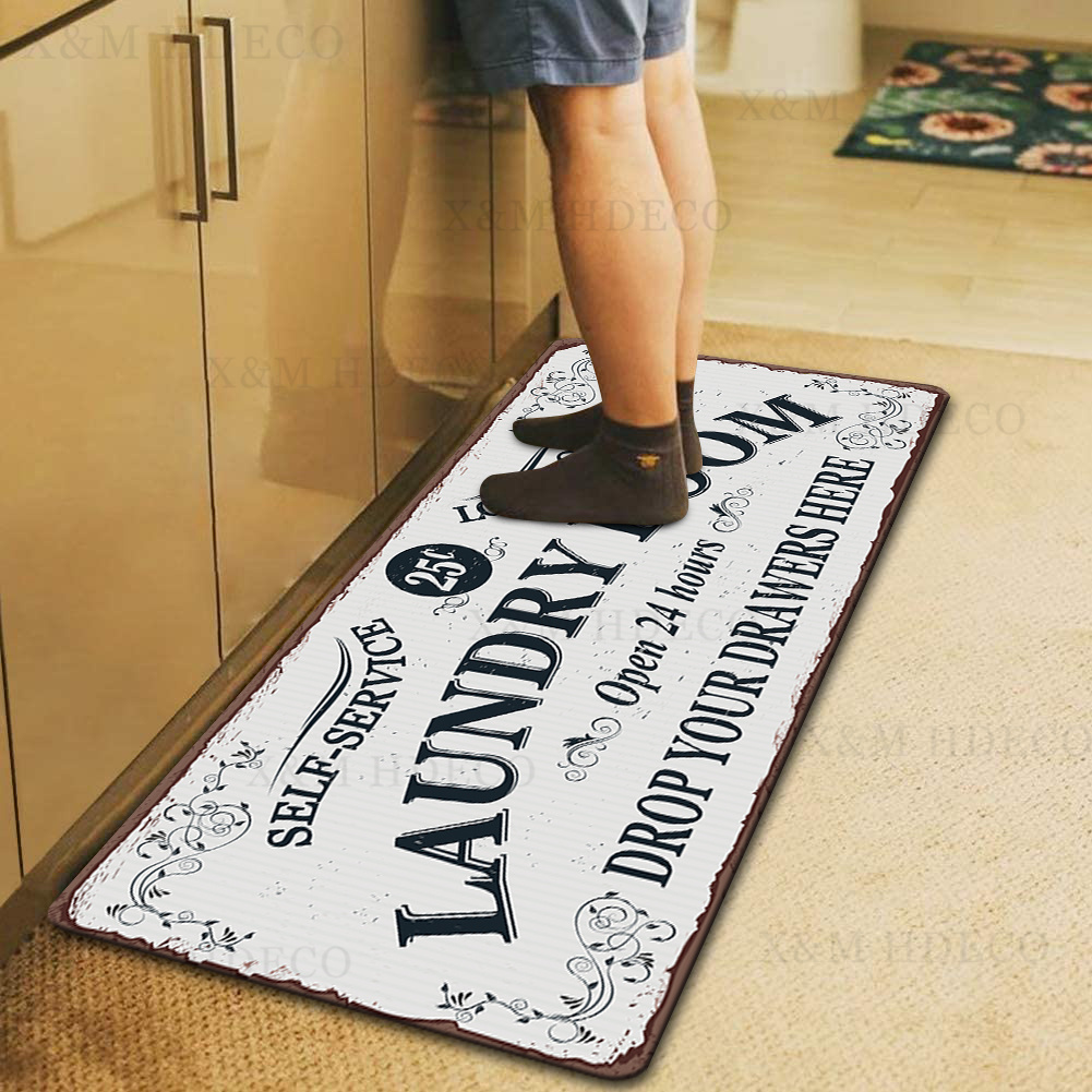 Laundry Room Rug Runner Area Rug Non Slip Soft Farmhouse Laundry Mats  Kitchen Floor Mat Mudroom Bathroom Laundry Room Decor 20 X 48 inch Grey-2