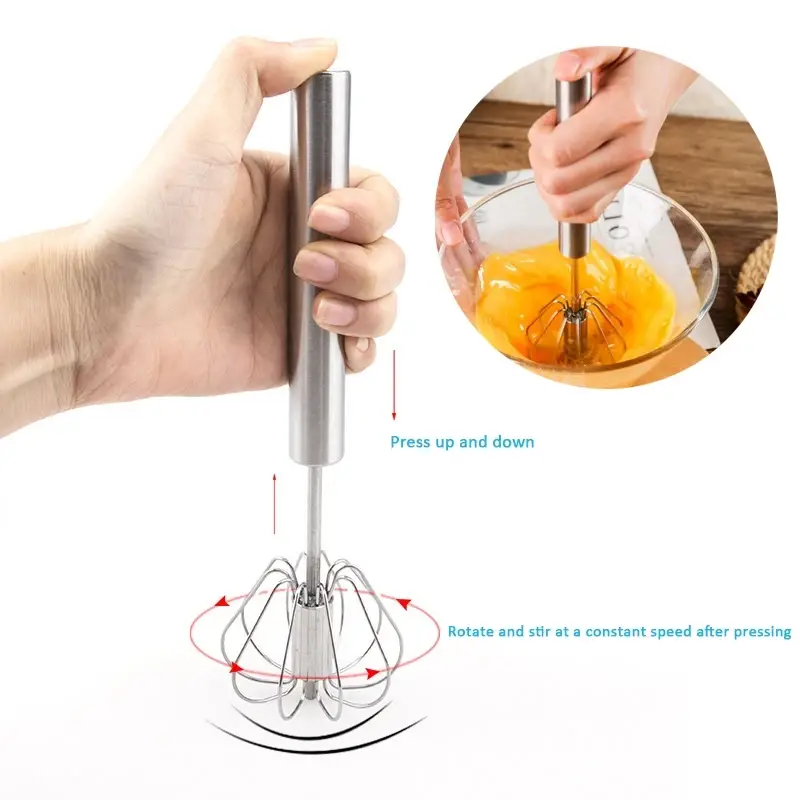 Portable Stainless Steel Semi-automatic Rotary Whisk For Home Baking,  Camping, And Picnics - Effortlessly Mix Eggs And Cream For Perfect Results  - Temu