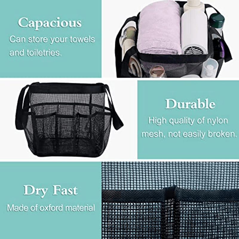 Mesh Travel Shower Caddy Tote Bag for Gym, Swim, Dorms, Bathrooms