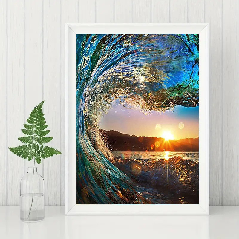 full square/round drill Diamond Painting Sunrise seaside landscape Diamond  Embroidery icons Mosaic diamond picture 5D Needlework