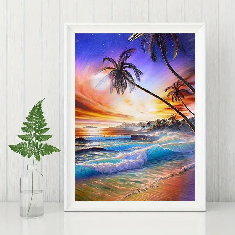 Cheap 5D DIY Diamond Painting Beach Scenery Rhinestone Picture Cross Stitch  Kit Full Diamond Embroidered Mosaic Gift Home Decoration