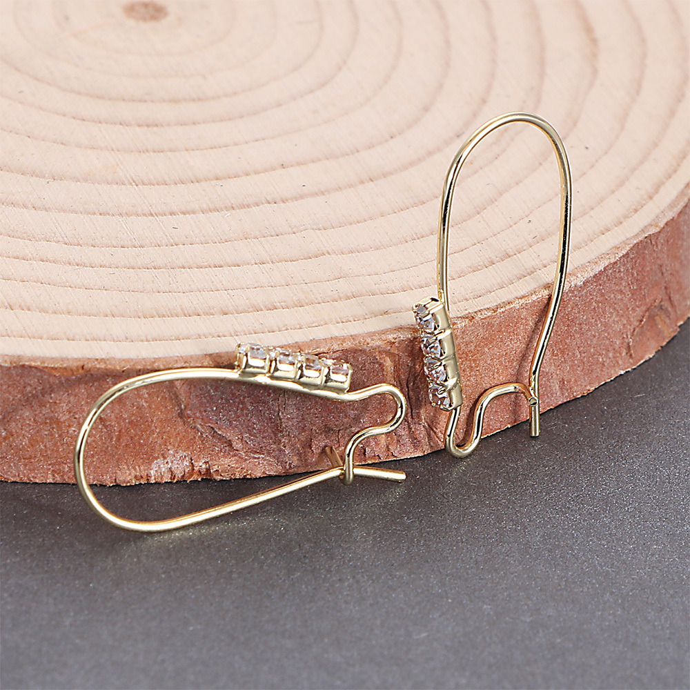 Designer Golden Plating Brass Hoops Crystal Ear Wire Hooks - Temu