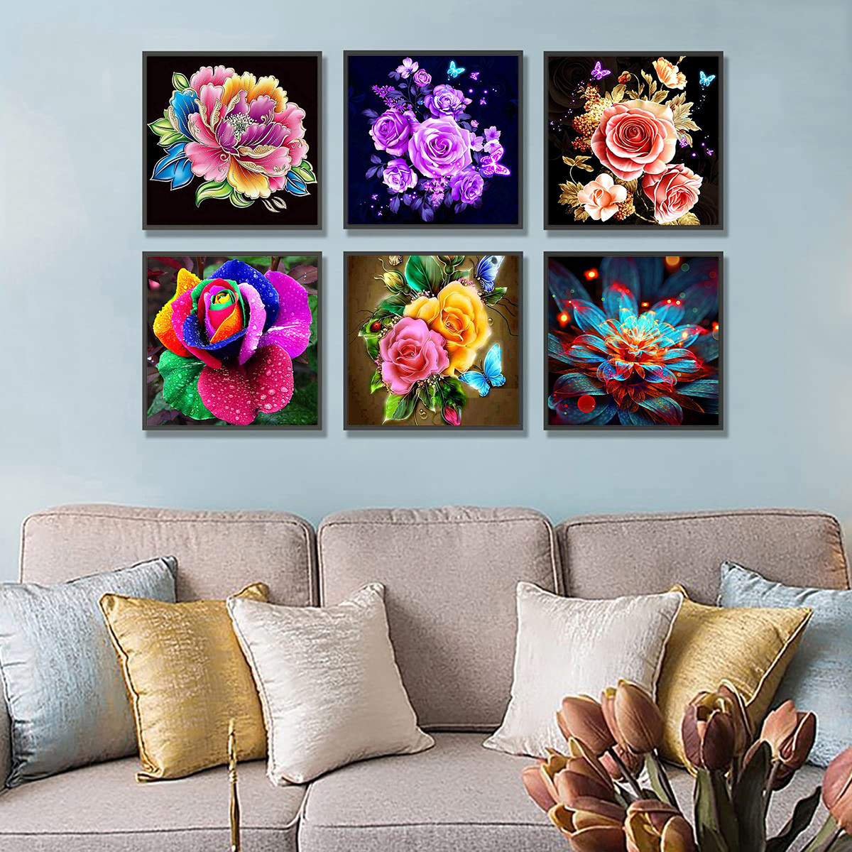Roses Flower Diamond Painting Designs Embroidery House Portrait