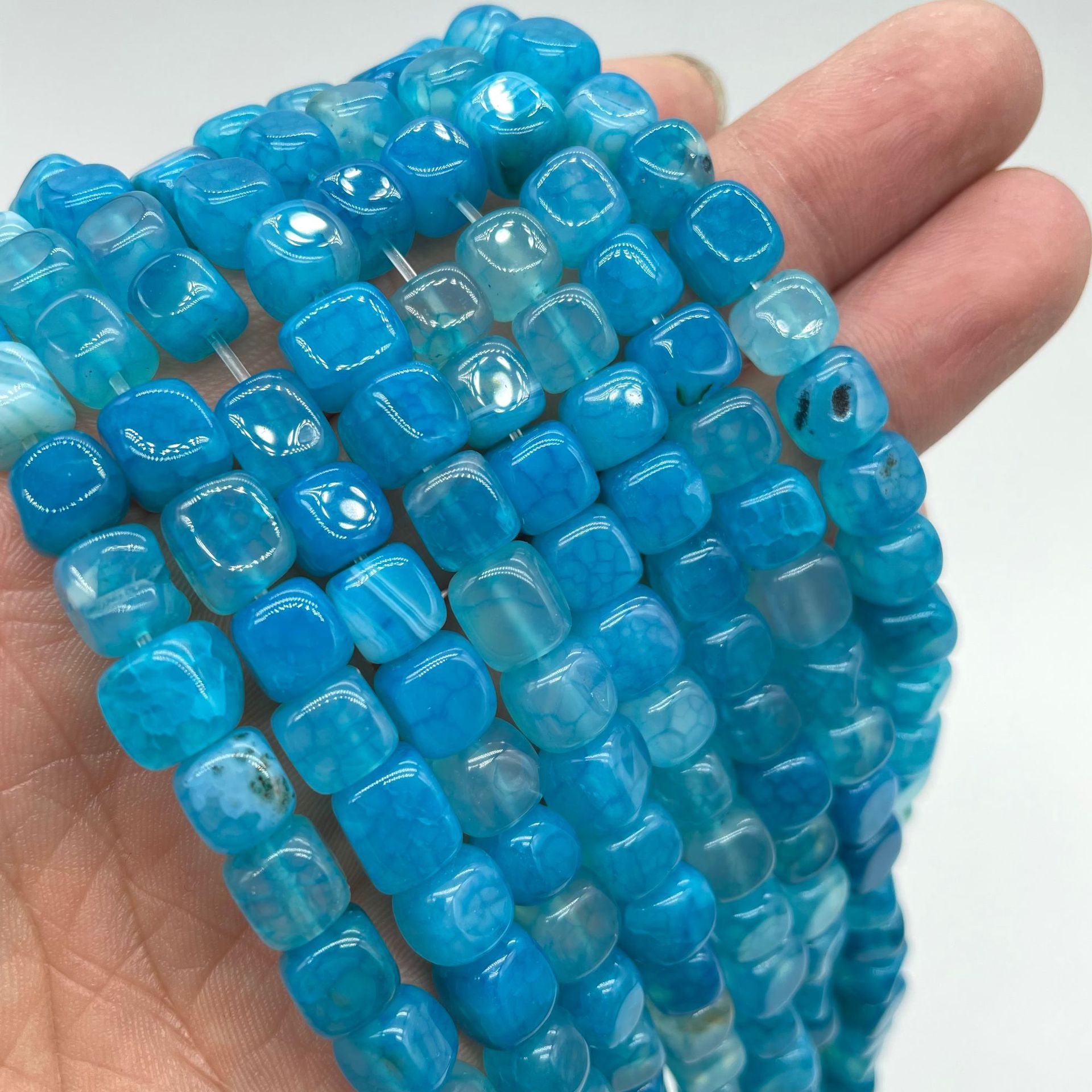 Blue Banded Agate 8mm beads 14 inch strand for jewelry making Gorgeous  colors!