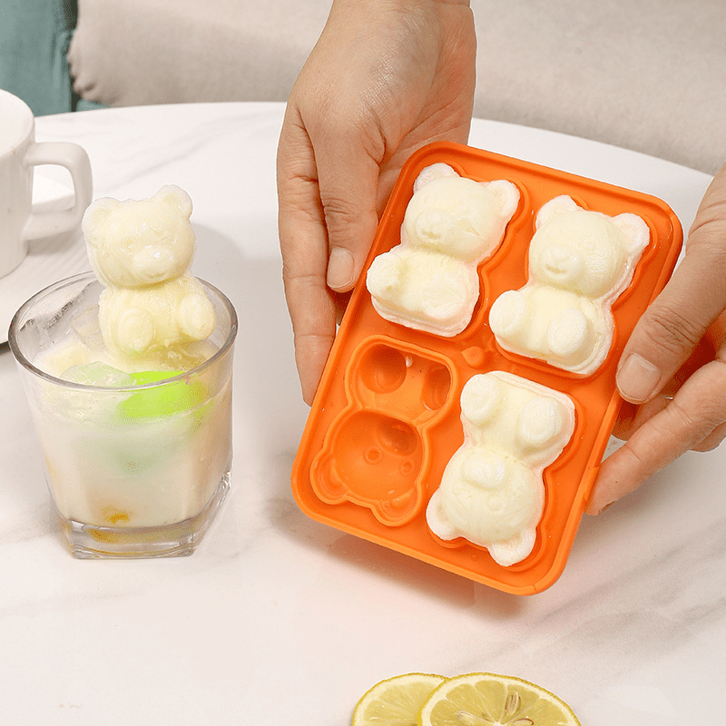 Cute Bear Ice Cube Mold Flexible Silicone Tray For Easy - Temu