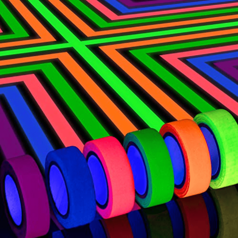 skytowards 12 Rollen Neon Klebeband Fluoreszierendes Klebestreifen UV Gaffa  Tape 6 Farben Neonklebeband Schwarzlicht Tape Fluorescent Leuchtklebeband