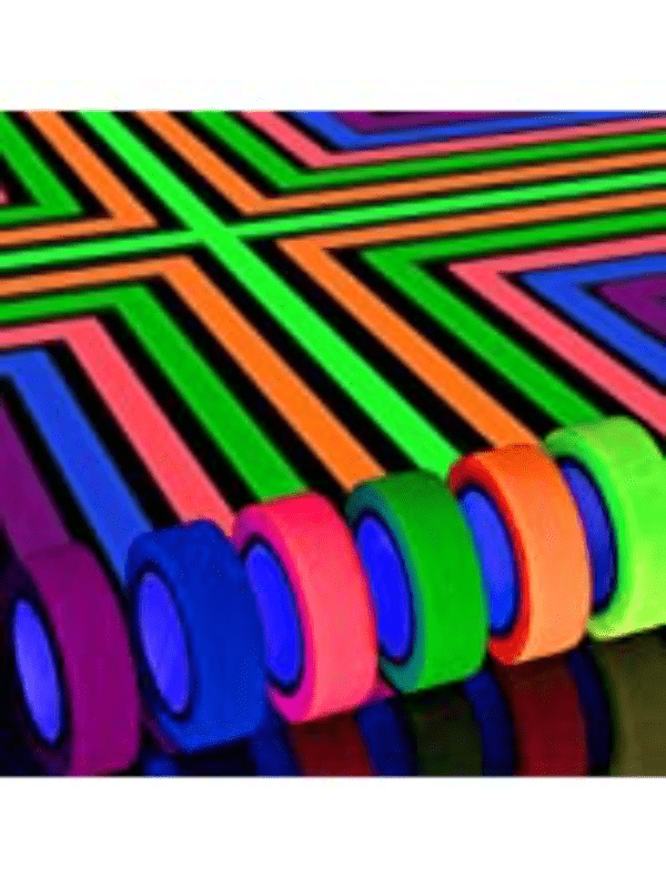 Cintas de neón fluorescentes de 0.6 pulgadas x 16 pies, cinta adhesiva  fluorescente de tela Gaffer de neón, luz negra fluorescente UV que brilla  en la