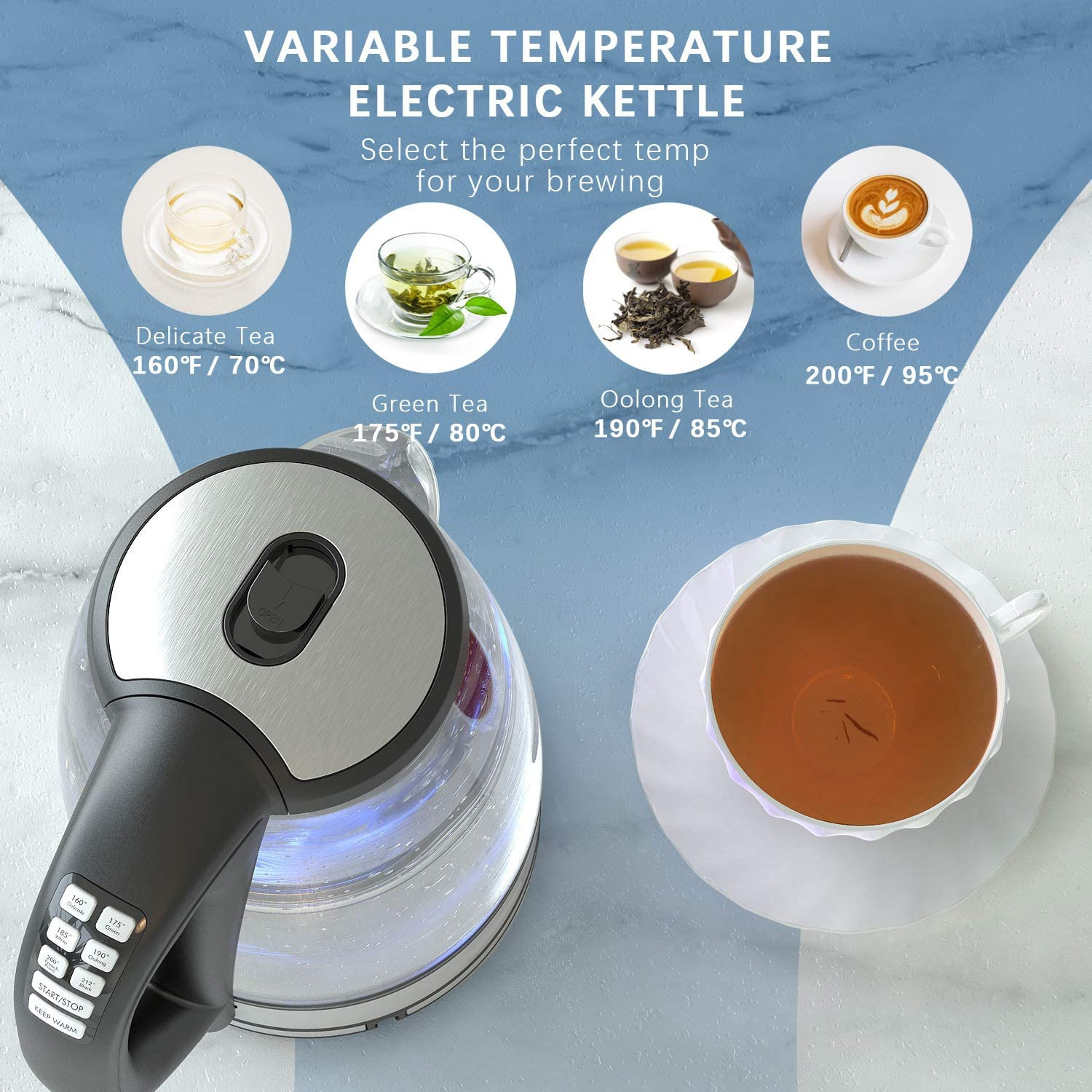 Electric Kettle Intelligent Temperature Control 4Hours Keep Warm