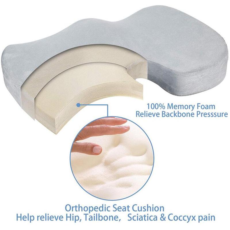 1 Orthopedic Bamboo Seat Cushion Chair Comfort Soft Foam Pad Pillow Memory Foam, Size: One size, White