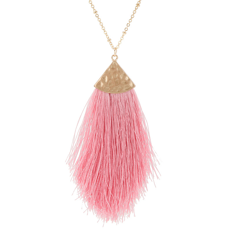 Pink hot sale tassel necklace