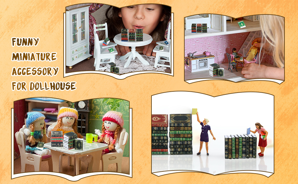 200 Pcs 1: 12 Scale Miniatures Dollhouse Books Mini Miniatures Books  Dollhouse Accessories Tiny Things Timeless Model for Library Decorations  DIY