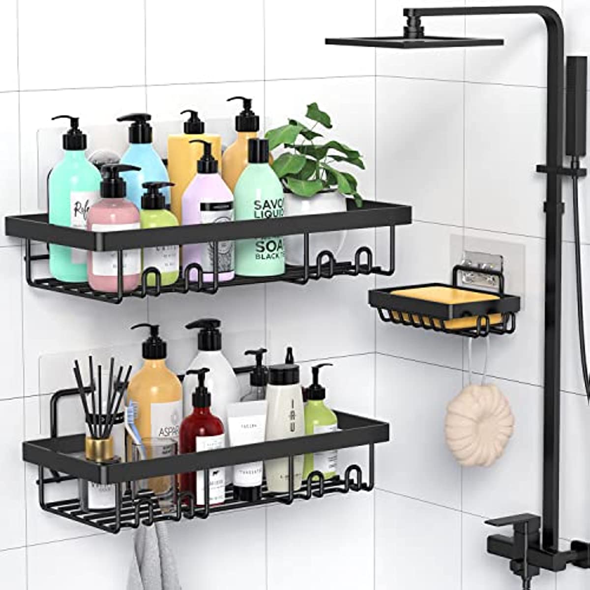 Punch-free Suction Cup Bathroom Shelf, Wall-mounted Aluminum