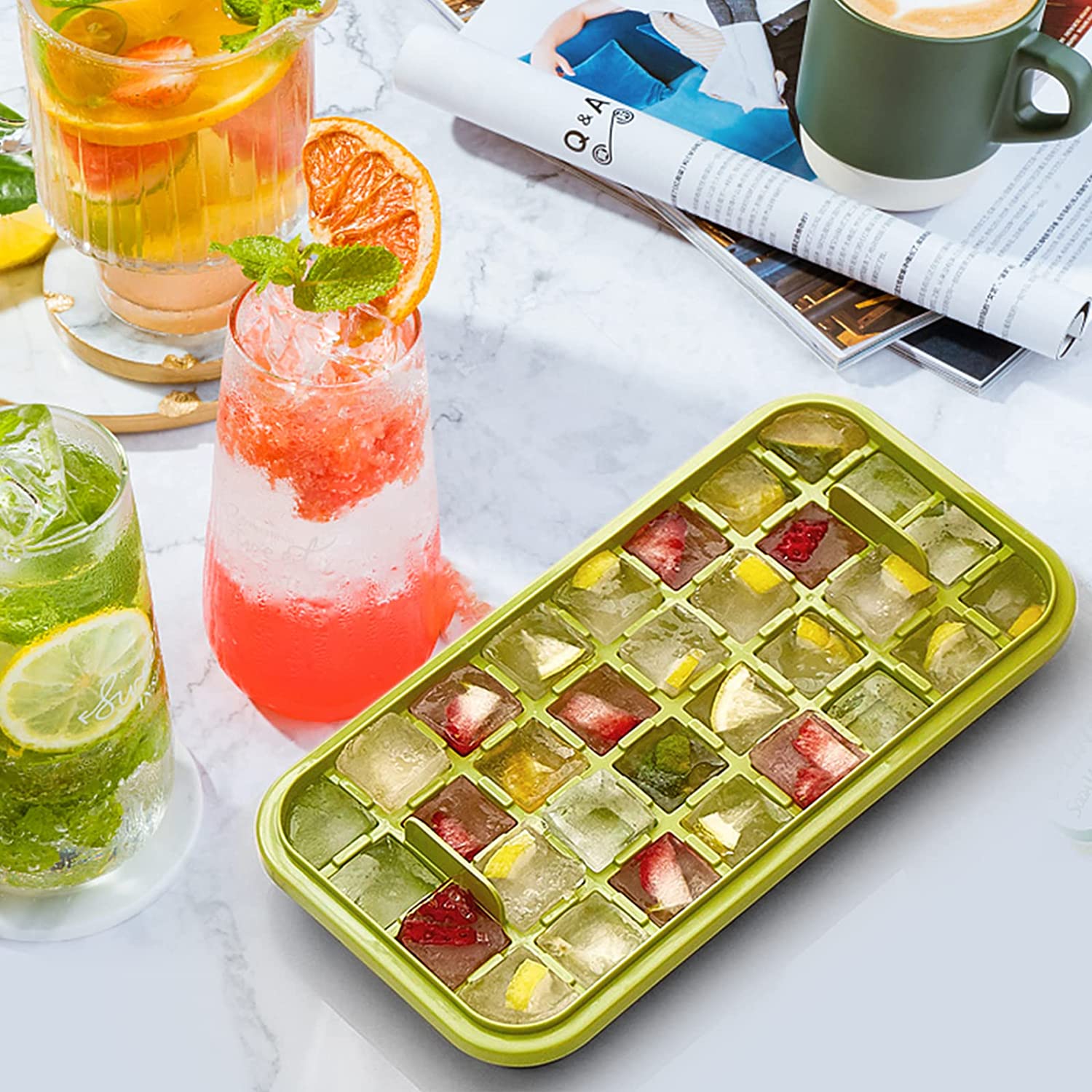 One-button Press Type Ice Mold Box Kitchen 32/64 Grid Ice Cube