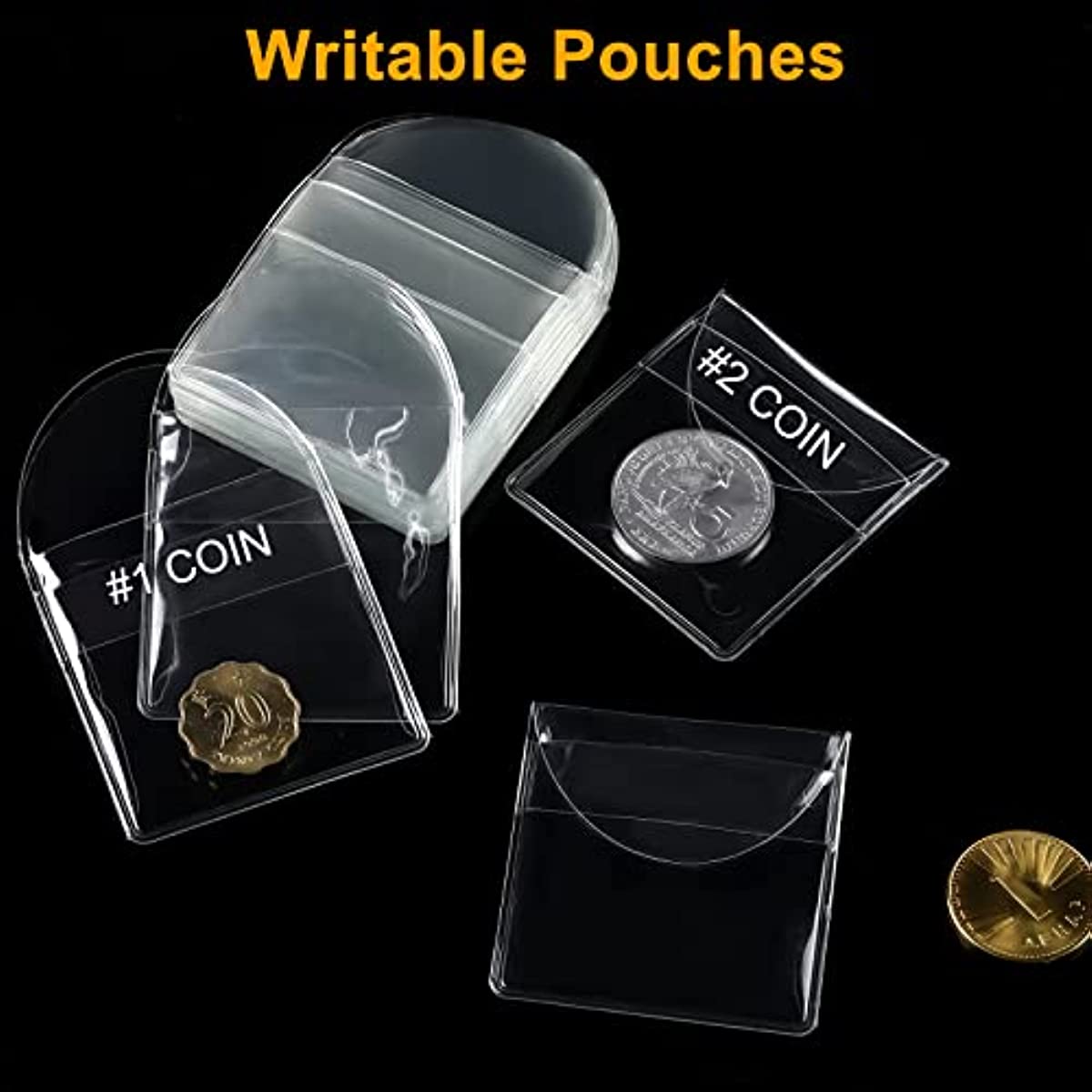 60 Uds. de doble bolsillo transparente para monedas de 2 pulgadas de  plástico para monedas, fundas protectoras de monedas de centavo  transparente