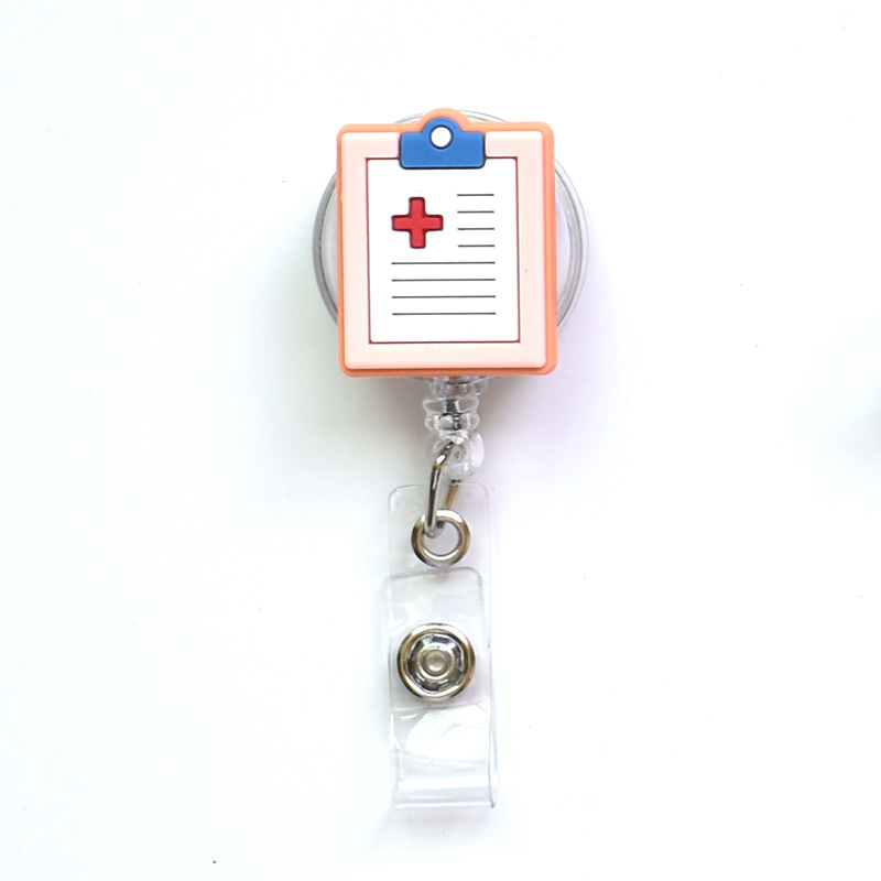 1pc High Quality Silicone Retractable Hospital Nurse Badge Holder Reel Cute Cartoon ID Card Holder Keychains,Food,Cat,Flower,Flowers,Bank,Valentine