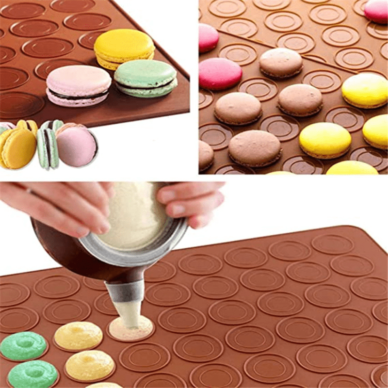 1pc Silicone Baking Mat With 30 Round Macaron Cavities