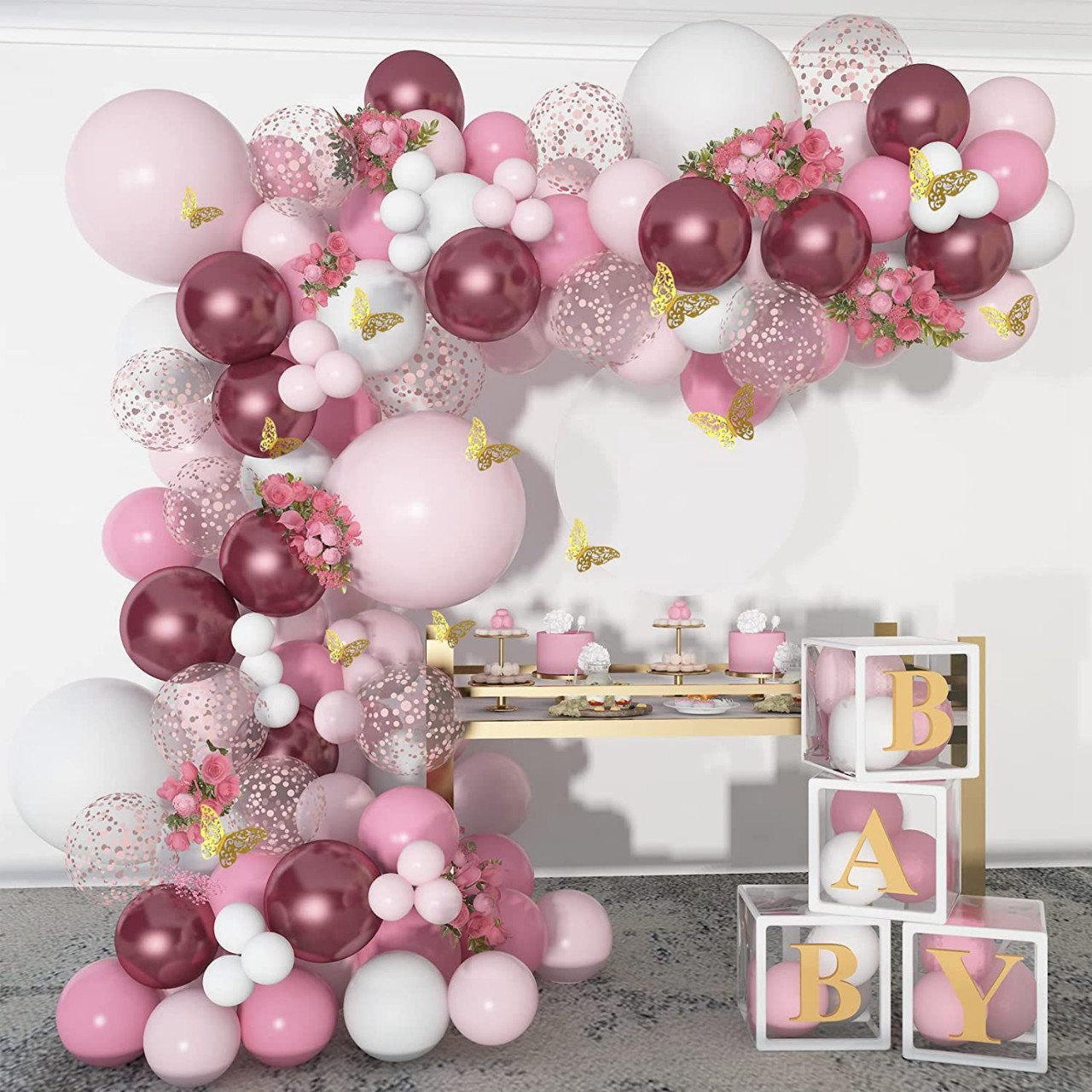 Pink theme Birthday Decorations for Girls with 3D Butterflies