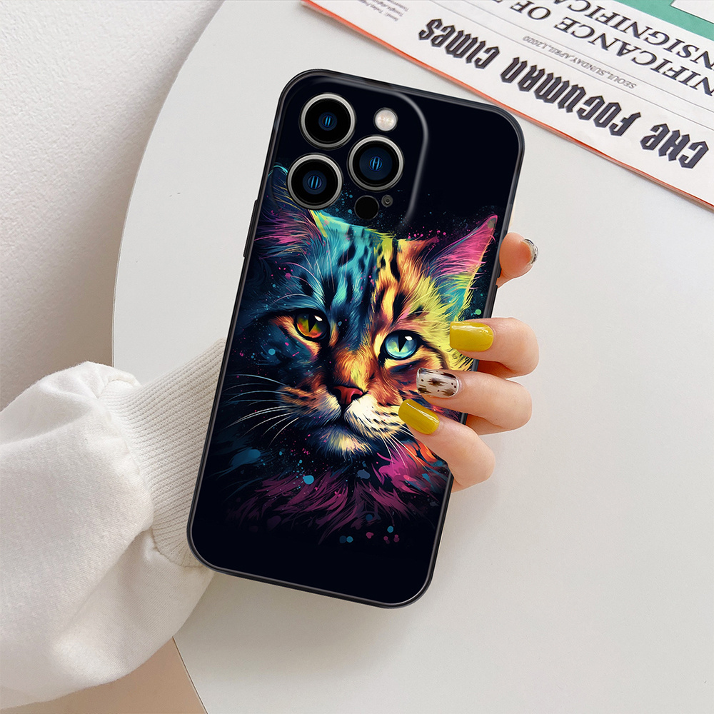 

Cat Graphic Silicone Protective Phone Case For Iphone 14/13/12/11 Pro Max/xs Max/x/xr/8/7, Gift For Birthday, Girlfriend, Boyfriend, Friend Or Yourself, Anti-slip Anti-fingerprint Silicone Phone Case
