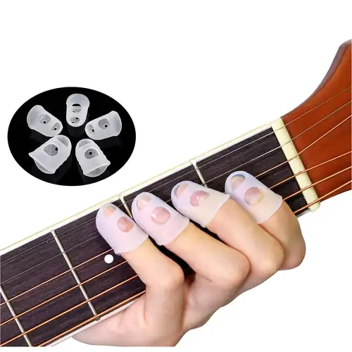 Guitare électrique en Silicone coloré, 4 pièces, Protection des doigts,  antidérapante, pour débutant, basse, Ukulele Kalimba