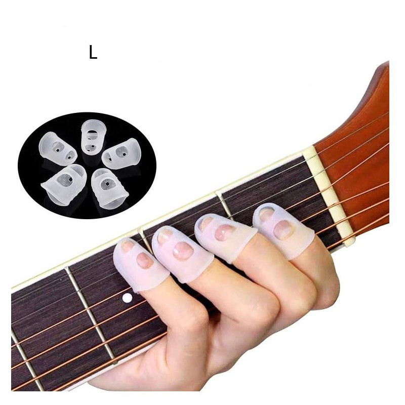 Protecteur de Doigt de Guitare，50 pcs Protège-Doigts en silicone  Transparents Antidérapant pour débutant Jouant de la Guitare électrique  ukulélé (5