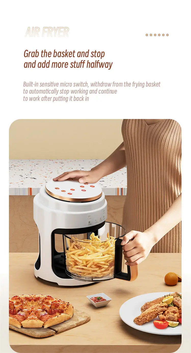air fryer 110v visual air fryer 4l capacity smart oil free electric fryer led touchscreen deep fryer without oil automatic household 360 baking fit for 1 4 family can bake french fries bread shr details 6