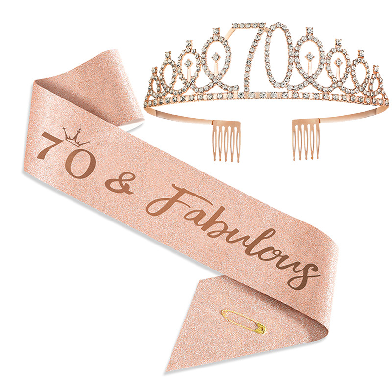 Birthday Queen Style Crown With Satin Sash Crystal Crown Women
