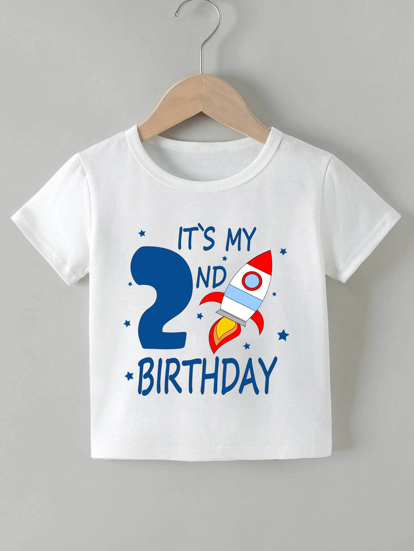 Boy 2nd Birthday Print Boys Creative Space Rocket T Shirt Casual