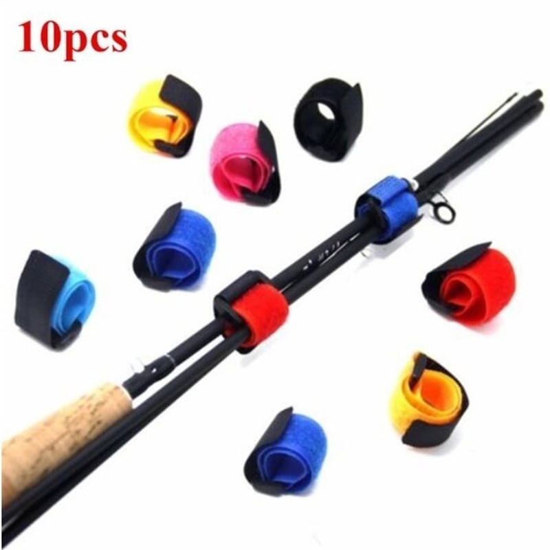 6pcs Fishing Rod Elastic Band, Mixed Color Fishing Pole Fixed Binding Belt,  Fishing Gear Accessories