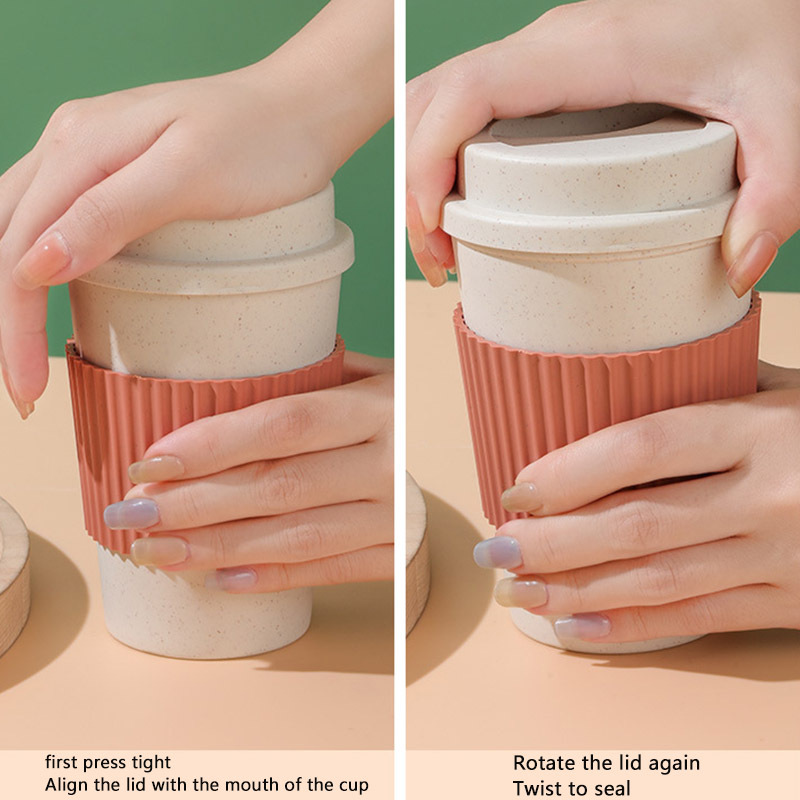 Wheat Straw Coffee Mug - Leakproof, Anti-slip & Dust-proof Lid - Perfect  For Outdoor & Office Use! - Temu