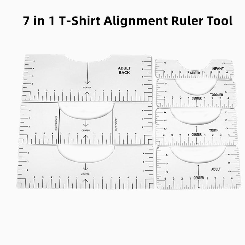Tshirt Ruler, TransparentClear, 7 Pieces, Tshirt Ruler Guide For Vinyl  Alignment, Center Designs For Heat Press Use, Fit For Multiple Size  Including Adult, Youth, Students Sizes
