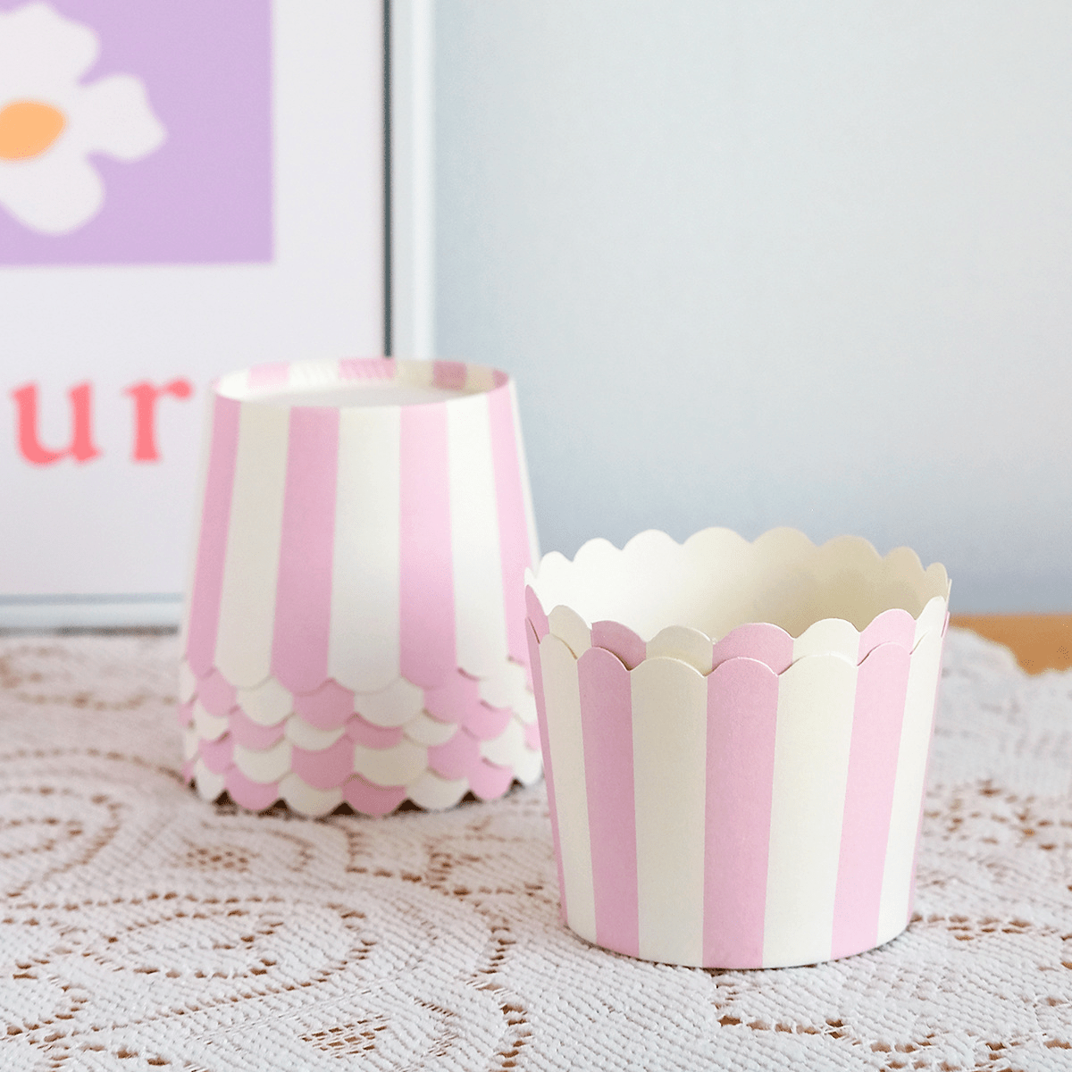Tulip Muffin Cups Disposable Cupcake Cups Stripes Pattern - Temu