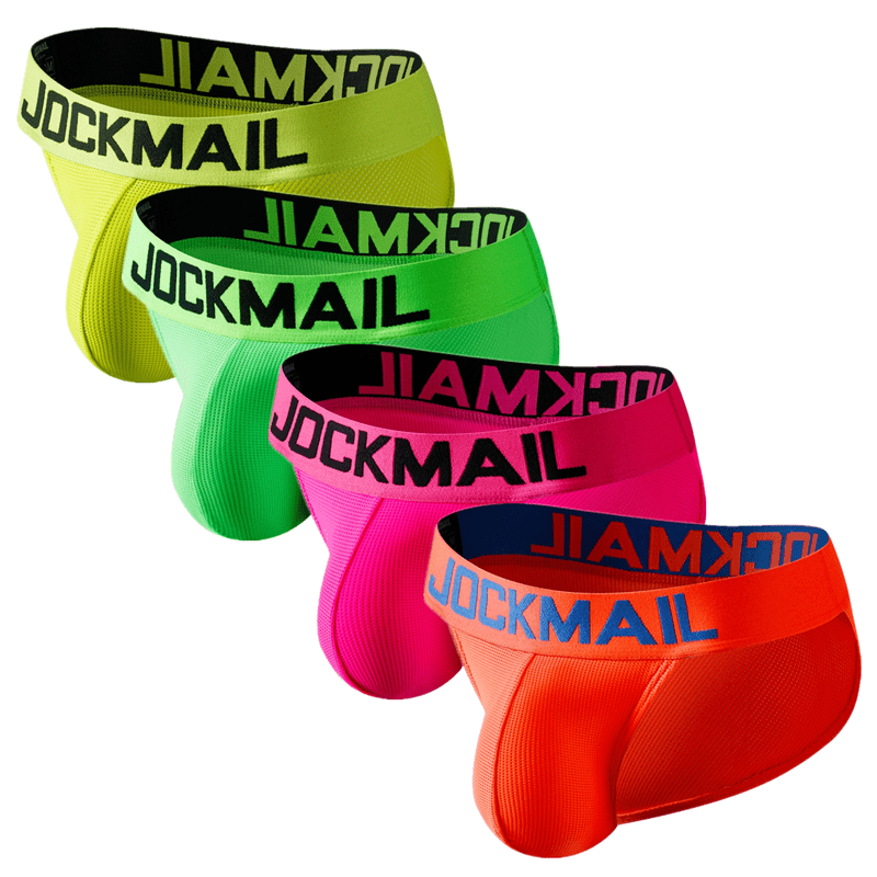 

Jockmail 4pcs Men's Fashion Sexy Low Rise Underpants, Quick Dry Medium Stretch Sports Briefs For Fitness Jogging, Mesh Breathable Comfy Underpants, Men's Underwear