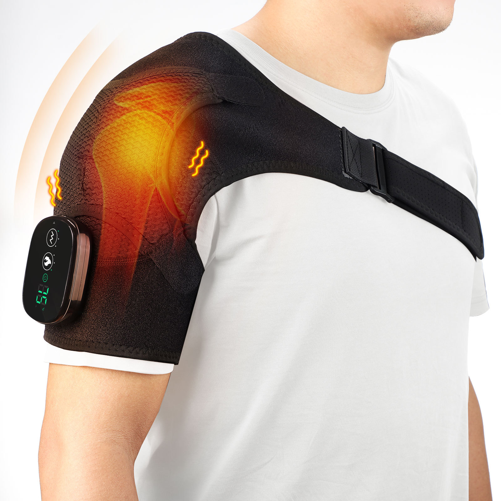 Rechargeable Heated Shoulder Wrap Massager Shoulder Brace Support with