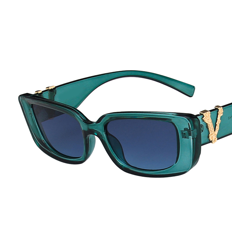 Vintage Green Square Sunglasses Women Fashion Unisex Classic Brand