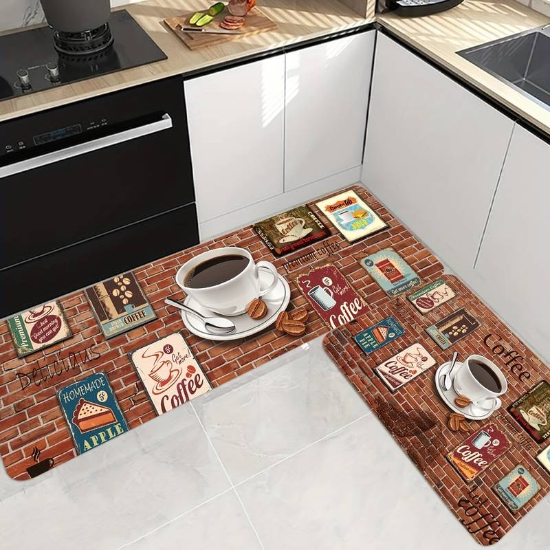 Brown or Blue Tile Print Floor Mat (5 Sizes)