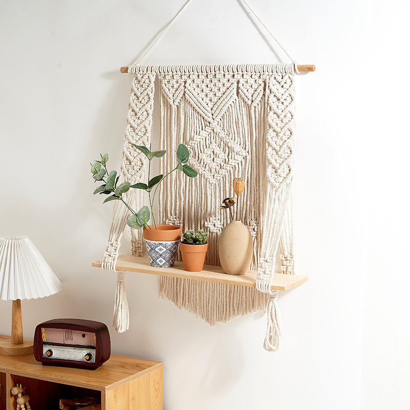 Handmade Tassel Macrame Wall Hanging Shelf Boho Rope Woven - Temu