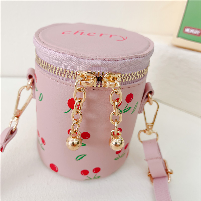 Fuzzy Adorable Cherry Keychain Braided Handles Shoulder Bag Gold Chain  Strap Crossbody