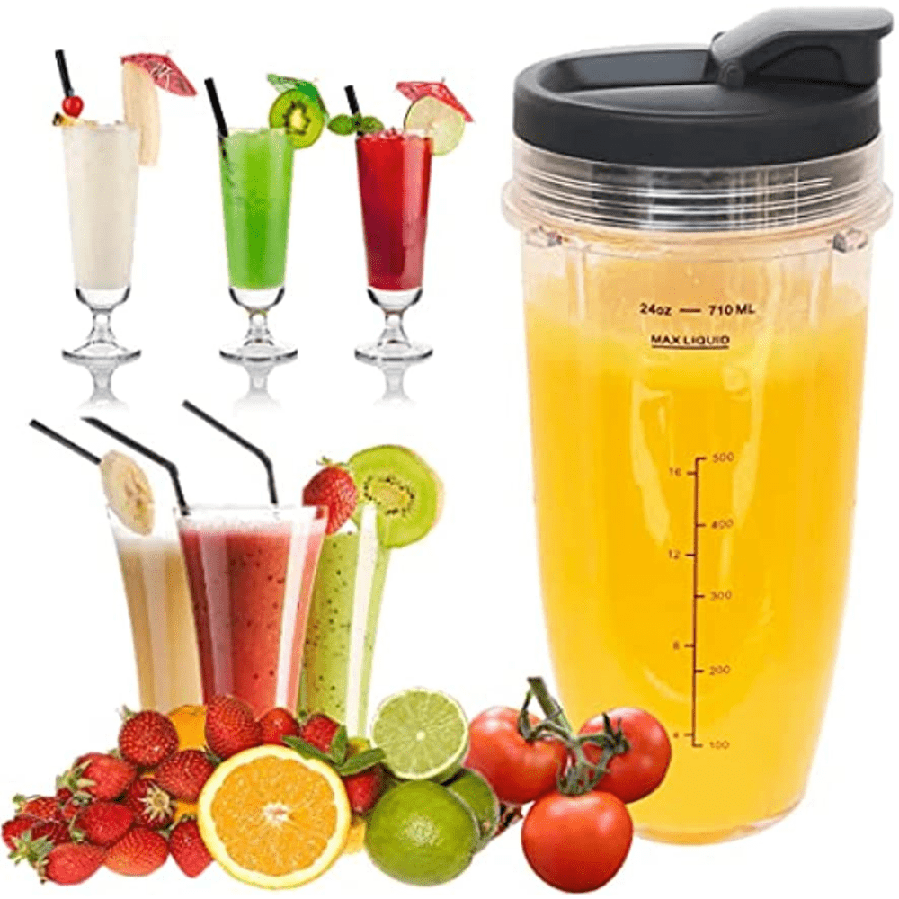 Vasos de licuadora para licuadora Ninja, taza de 18 onzas con tapas para  sorber y sellar, compatibles con Nutri Ninja Blender Auto iQ Series de 900  W